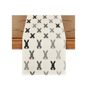 Artoid Mode Grey Blue Bunny Rabbit Easter Table Runner   Decoration 13x72 Inch